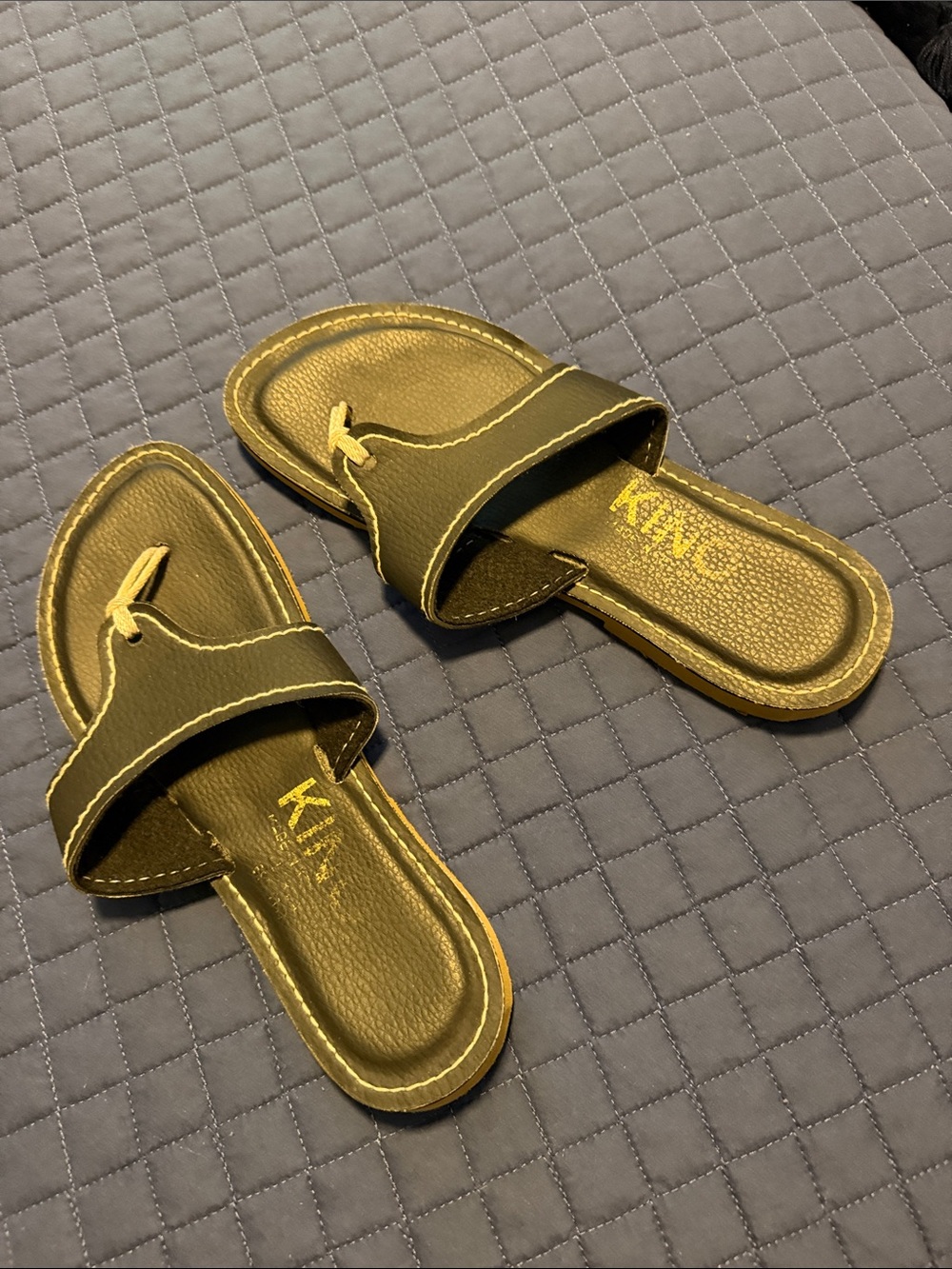 KLIN Olive Green Toe-Loop Slide Sandals